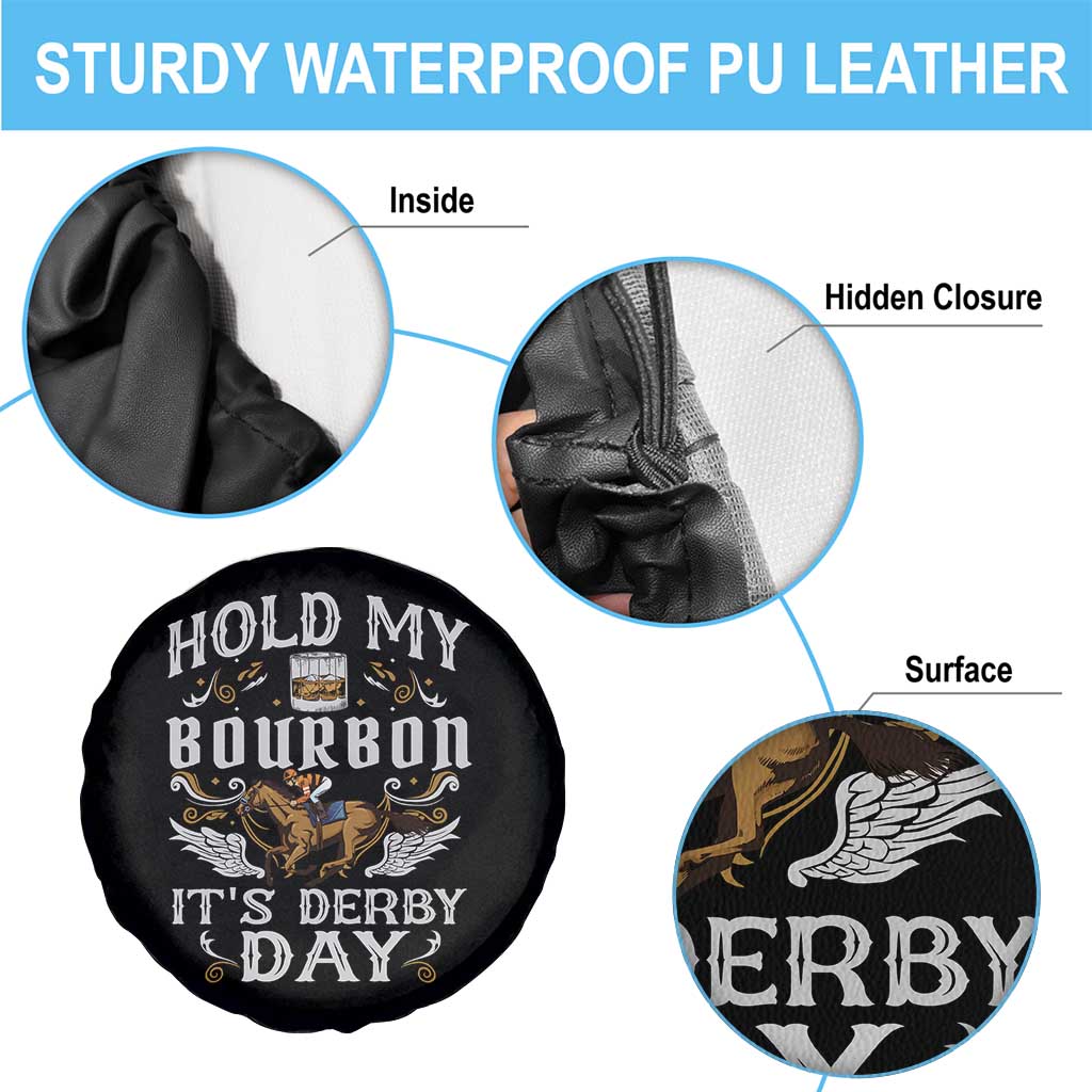 Funny Hold My Bourbon It's Derby Day Spare Tire Cover Horse Racing