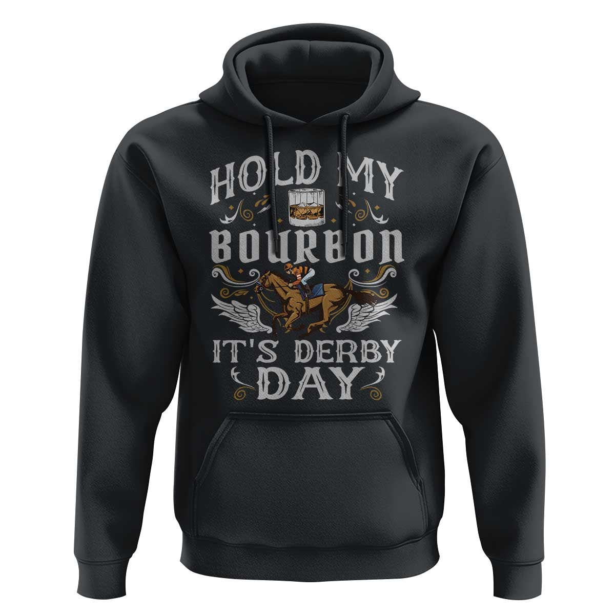Funny Hold My Bourbon It's Derby Day Hoodie Horse Racing