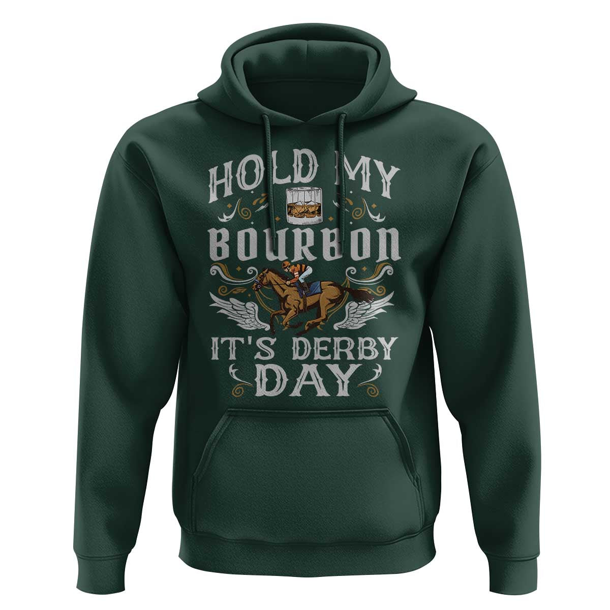 Funny Hold My Bourbon It's Derby Day Hoodie Horse Racing