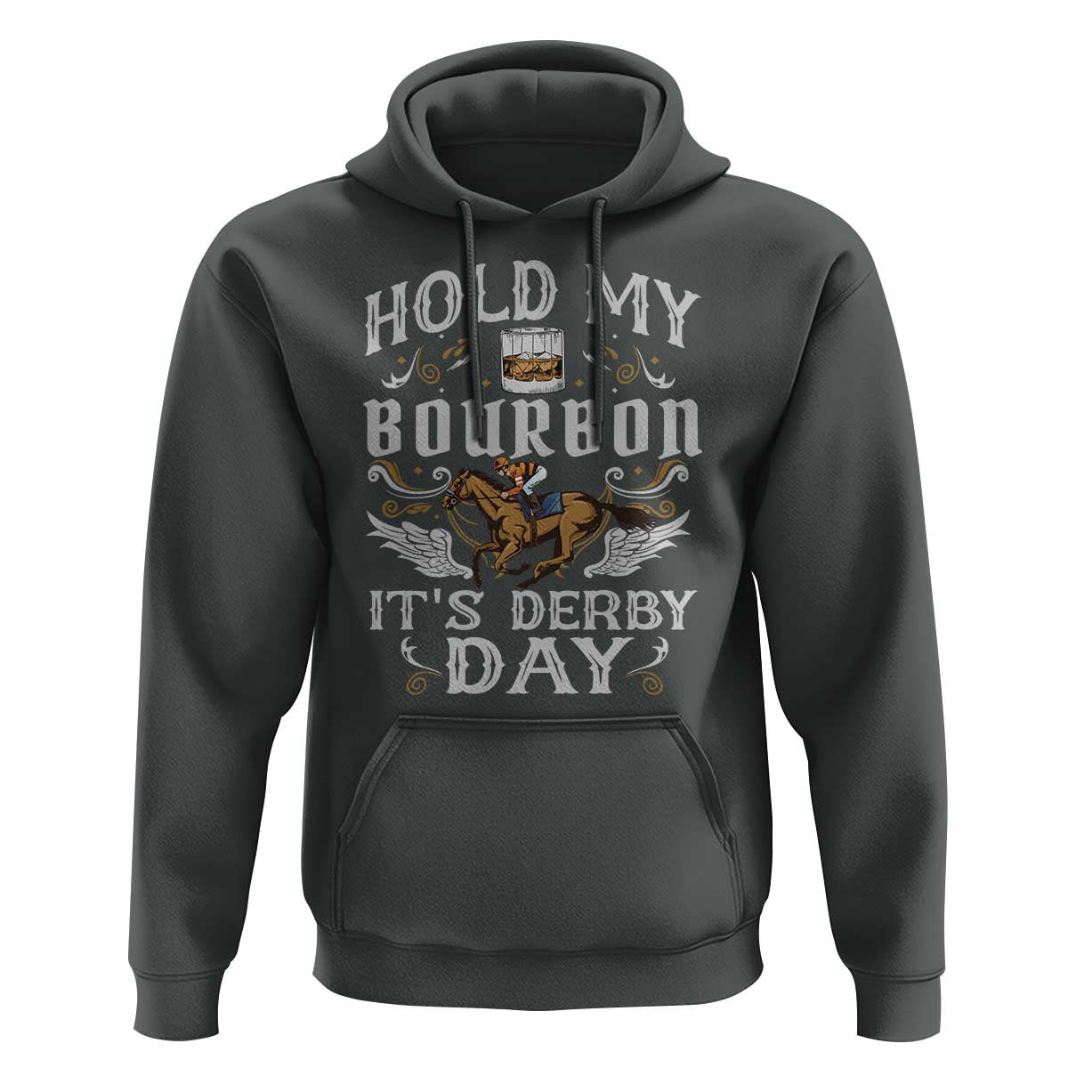 Funny Hold My Bourbon It's Derby Day Hoodie Horse Racing
