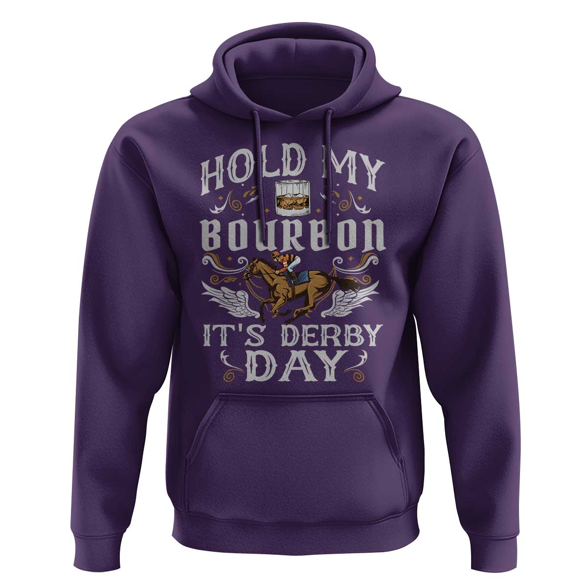 Funny Hold My Bourbon It's Derby Day Hoodie Horse Racing