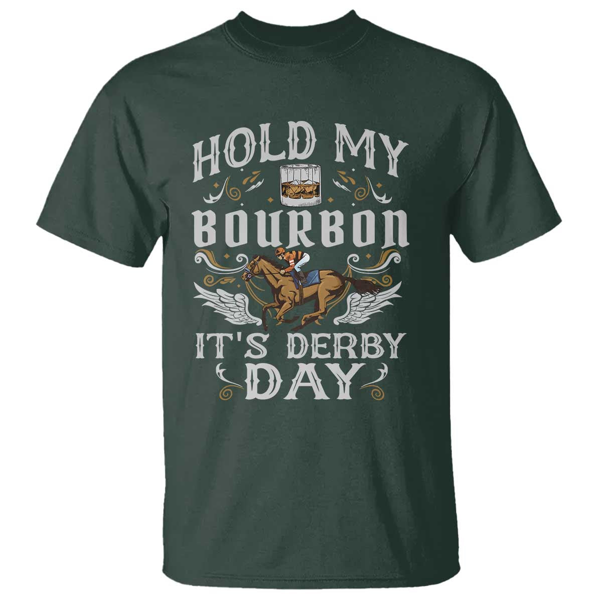Funny Hold My Bourbon It's Derby Day T Shirt Horse Racing