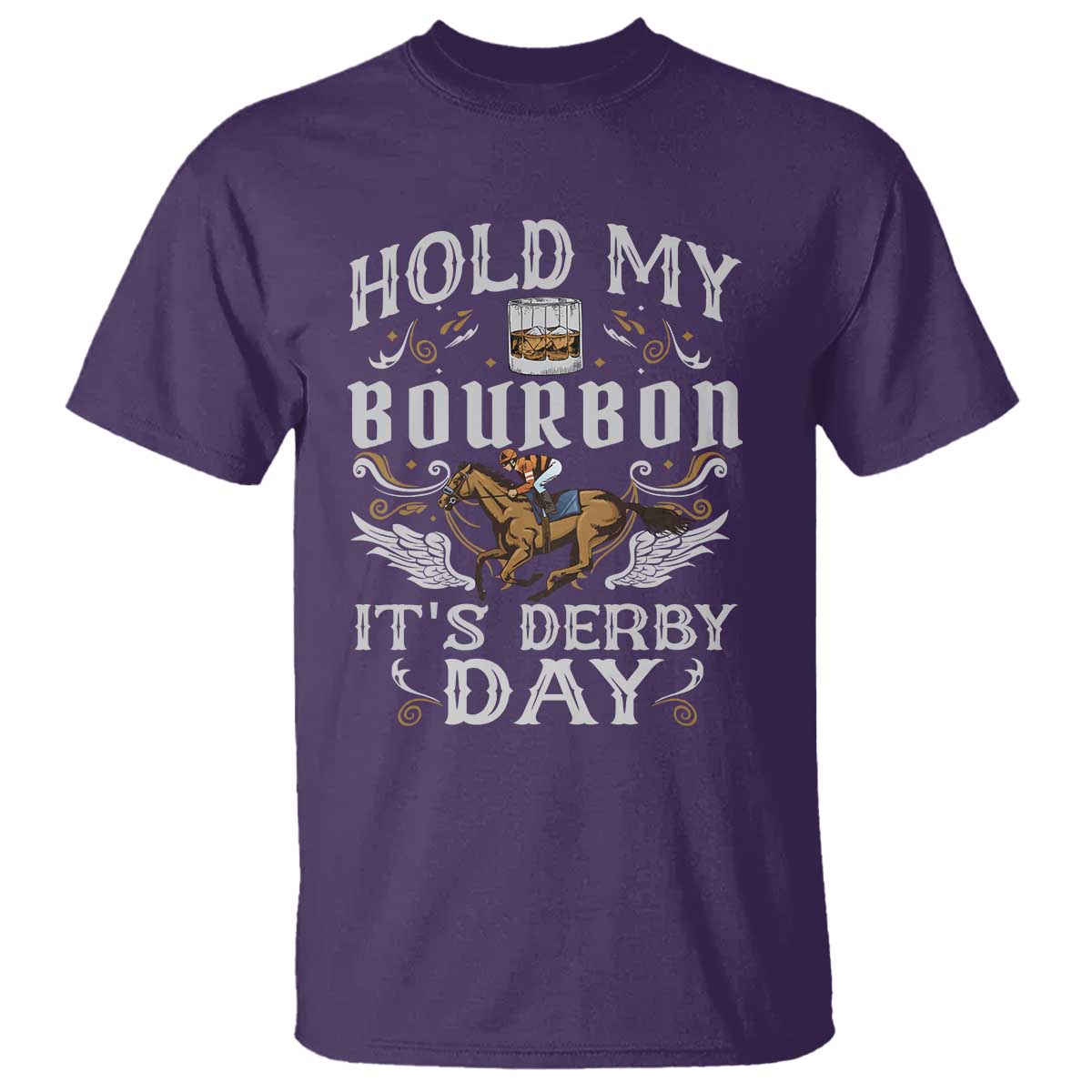 Funny Hold My Bourbon It's Derby Day T Shirt Horse Racing