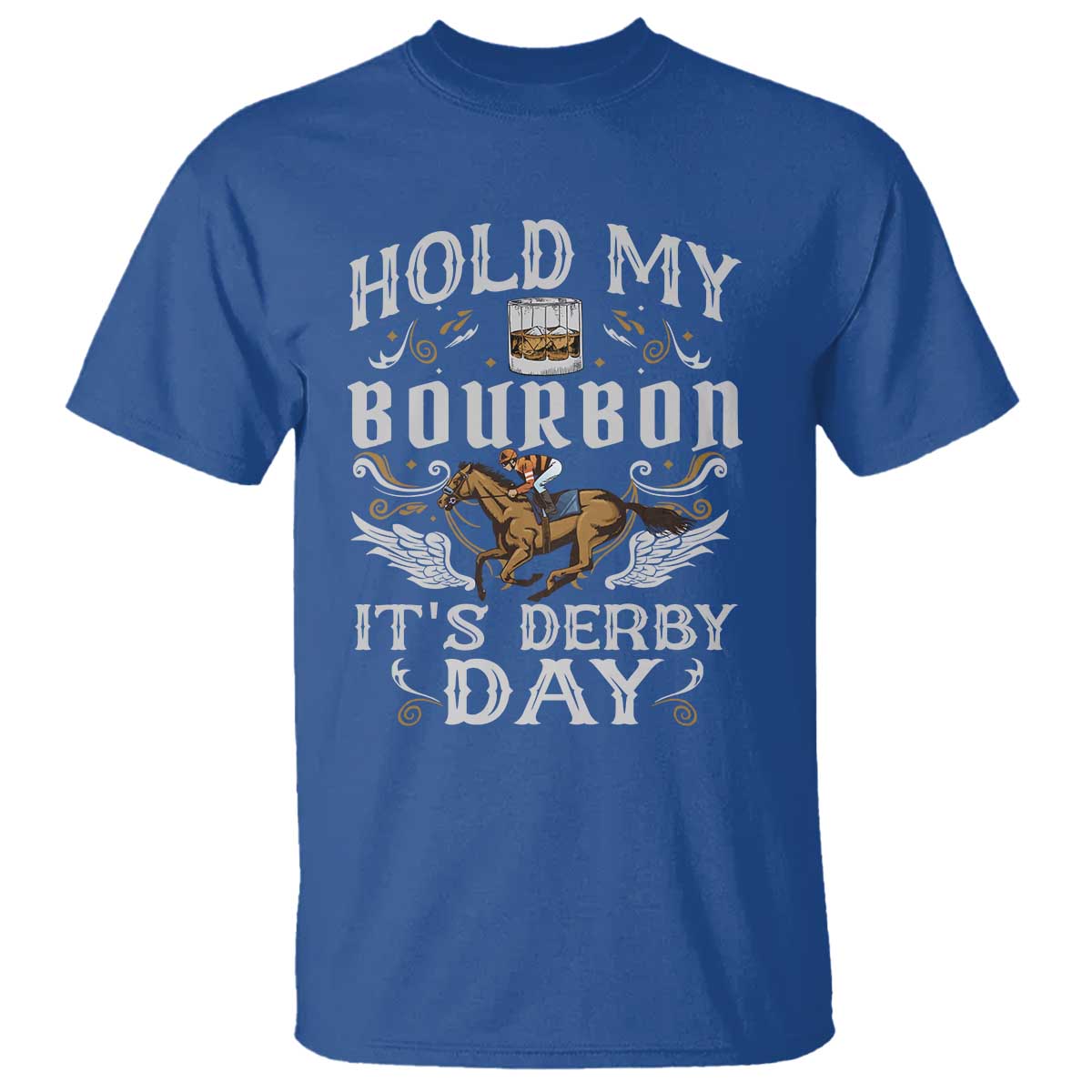 Funny Hold My Bourbon It's Derby Day T Shirt Horse Racing