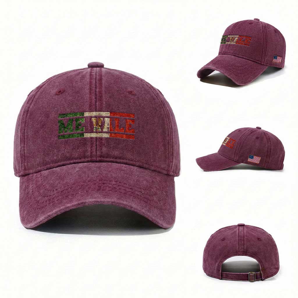 Me Vale Mexican Flag Latino Spanish Slang Washed Cotton Baseball Cap