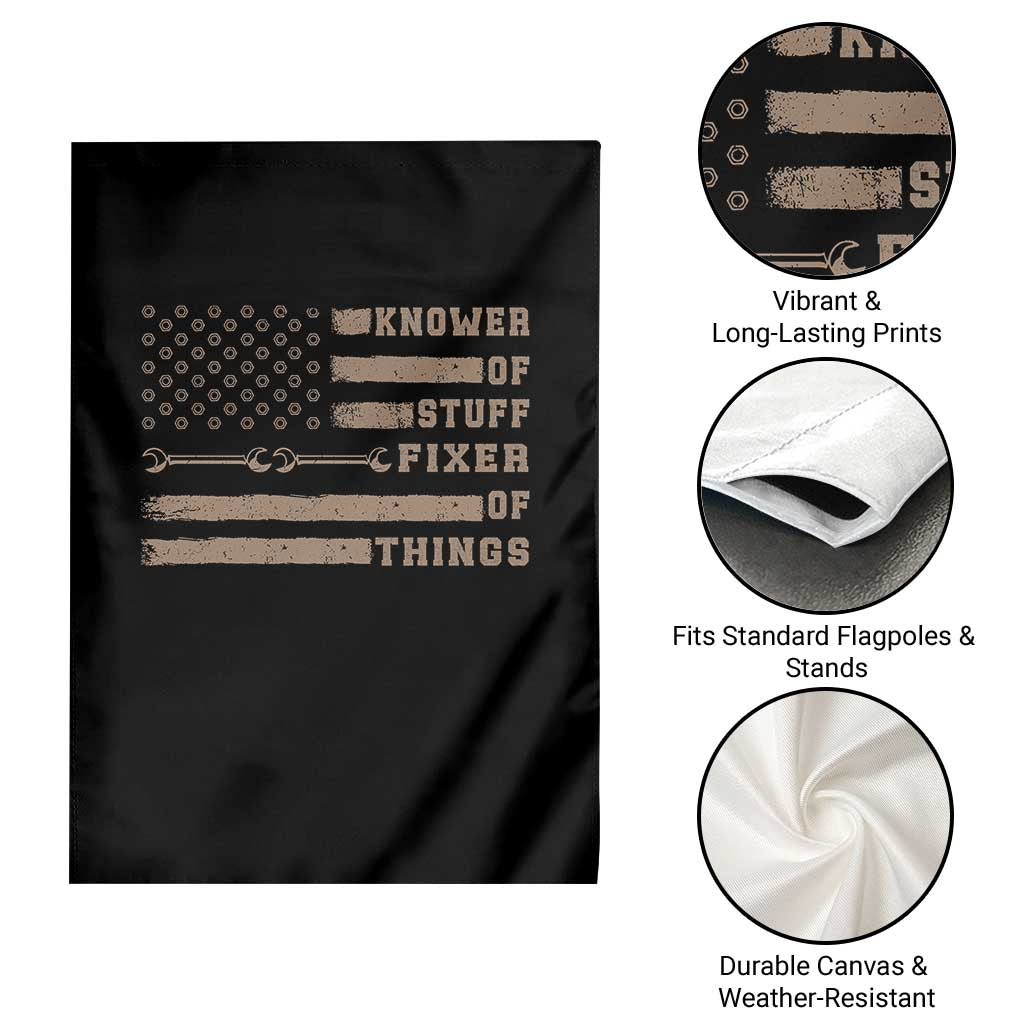 Knower Of Stuff Fixer Of Things Garden Flag Funny Handyman Dad Husband Vintage American Flag