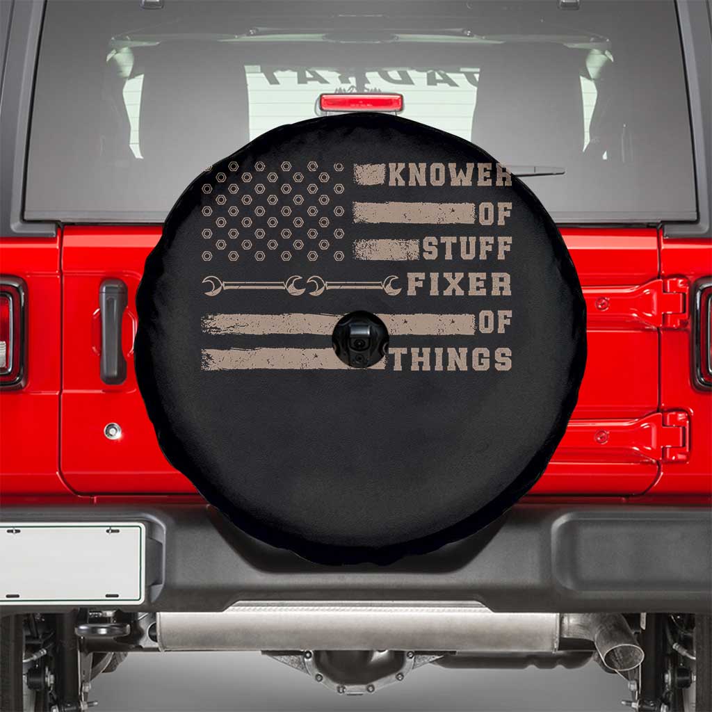 Knower Of Stuff Fixer Of Things Spare Tire Cover Funny Handyman Dad Husband Vintage American Flag