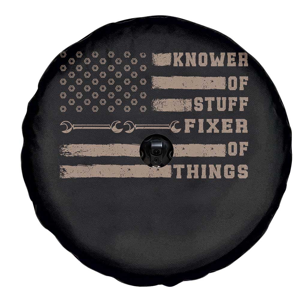 Knower Of Stuff Fixer Of Things Spare Tire Cover Funny Handyman Dad Husband Vintage American Flag