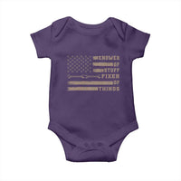 Knower Of Stuff Fixer Of Things Baby Onesie Funny Handyman Dad Husband Vintage American Flag