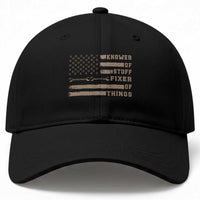 Knower Of Stuff Fixer Of Things Baseball Cap Funny Handyman Dad Husband Vintage American Flag