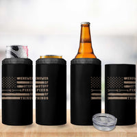 Knower Of Stuff Fixer Of Things 4 in 1 Can Cooler Tumbler Funny Handyman Dad Husband Vintage American Flag