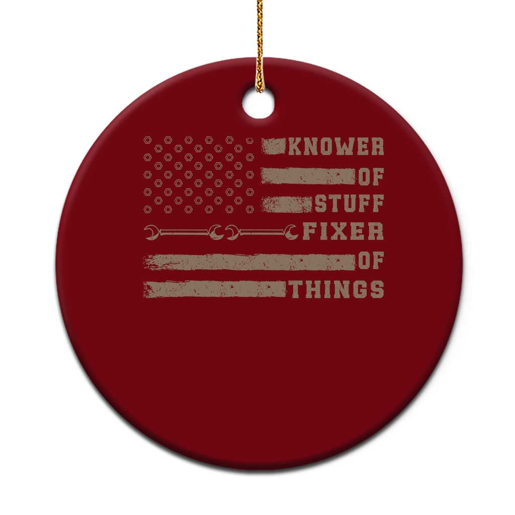 Knower Of Stuff Fixer Of Things Ceramic Ornament Funny Handyman Dad Husband Vintage American Flag