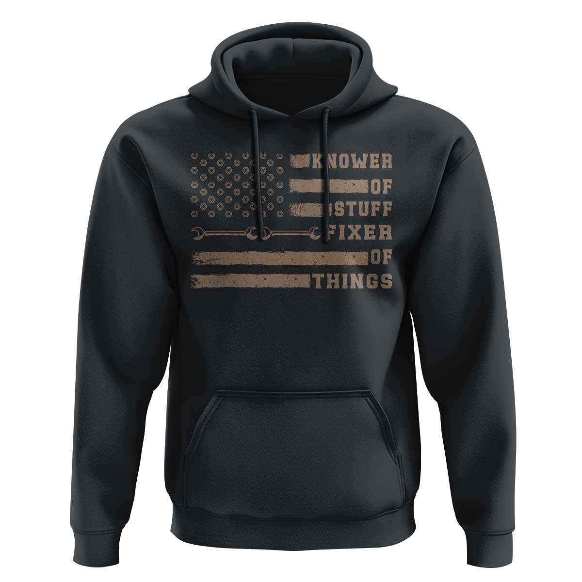 Knower Of Stuff Fixer Of Things Hoodie Funny Handyman Dad Husband Vintage American Flag