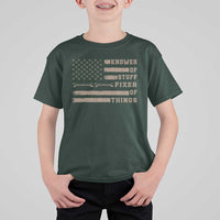 Knower Of Stuff Fixer Of Things T Shirt For Kid Funny Handyman Dad Husband Vintage American Flag