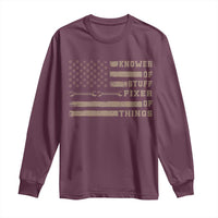 Knower Of Stuff Fixer Of Things Long Sleeve Shirt Funny Handyman Dad Husband Vintage American Flag