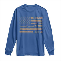 Knower Of Stuff Fixer Of Things Long Sleeve Shirt Funny Handyman Dad Husband Vintage American Flag