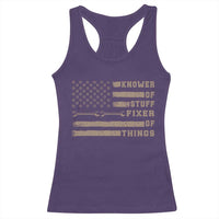 Knower Of Stuff Fixer Of Things Racerback Tank Top Funny Handyman Dad Husband Vintage American Flag