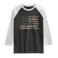 Knower Of Stuff Fixer Of Things Raglan Shirt Funny Handyman Dad Husband Vintage American Flag