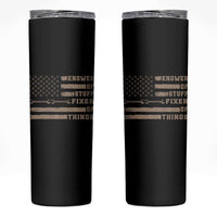 Knower Of Stuff Fixer Of Things Skinny Tumbler Funny Handyman Dad Husband Vintage American Flag