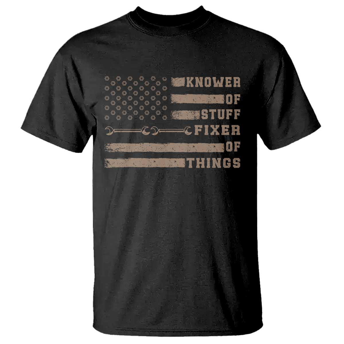 Knower Of Stuff Fixer Of Things T Shirt Funny Handyman Dad Husband Vintage American Flag