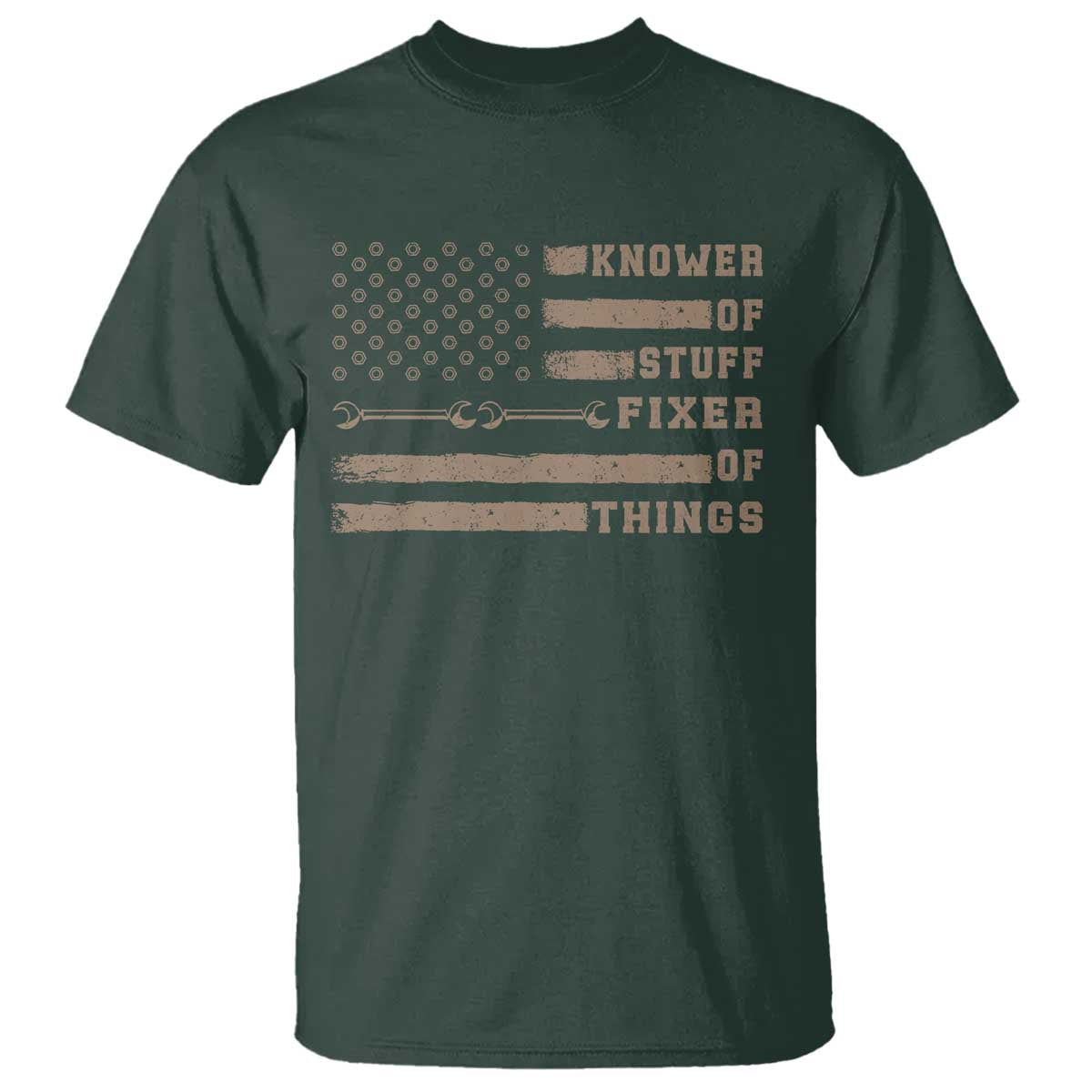 Knower Of Stuff Fixer Of Things T Shirt Funny Handyman Dad Husband Vintage American Flag