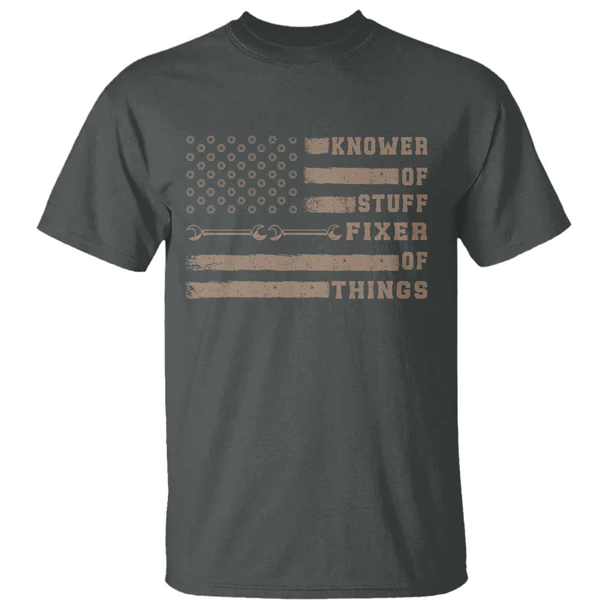 Knower Of Stuff Fixer Of Things T Shirt Funny Handyman Dad Husband Vintage American Flag