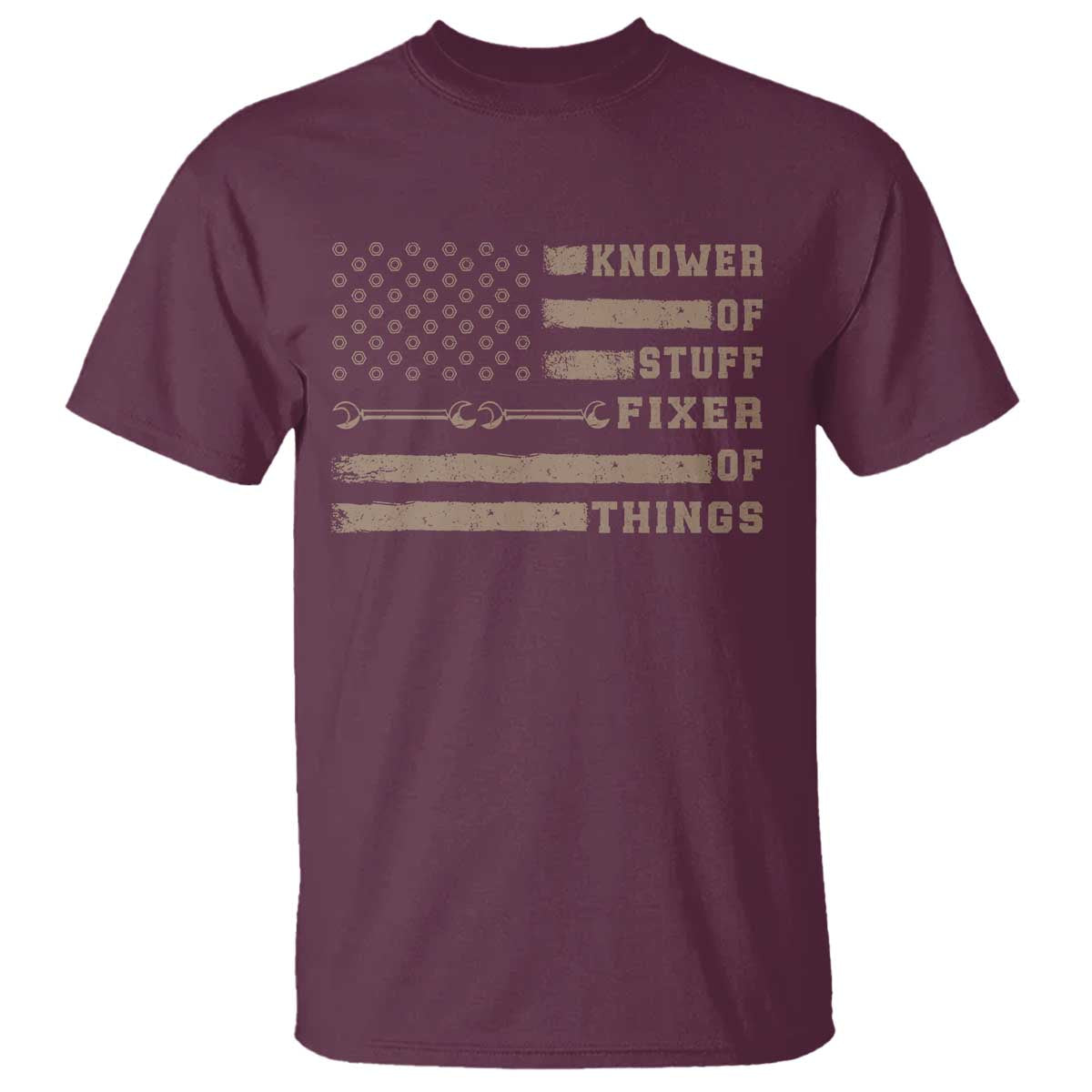 Knower Of Stuff Fixer Of Things T Shirt Funny Handyman Dad Husband Vintage American Flag