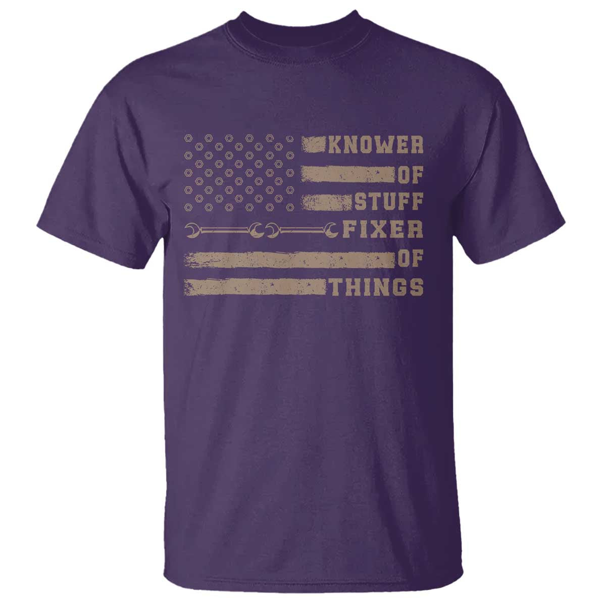 Knower Of Stuff Fixer Of Things T Shirt Funny Handyman Dad Husband Vintage American Flag