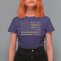 Knower Of Stuff Fixer Of Things T Shirt For Women Funny Handyman Dad Husband Vintage American Flag