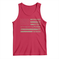 Knower Of Stuff Fixer Of Things Tank Top Funny Handyman Dad Husband Vintage American Flag