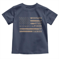 Knower Of Stuff Fixer Of Things Toddler T Shirt Funny Handyman Dad Husband Vintage American Flag
