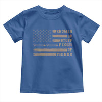 Knower Of Stuff Fixer Of Things Toddler T Shirt Funny Handyman Dad Husband Vintage American Flag