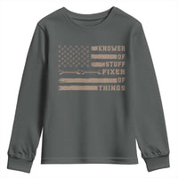 Knower Of Stuff Fixer Of Things Youth Sweatshirt Funny Handyman Dad Husband Vintage American Flag