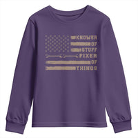 Knower Of Stuff Fixer Of Things Youth Sweatshirt Funny Handyman Dad Husband Vintage American Flag