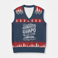Gordito Guapo y Chingon V-Neck Knit Sweater Vest Funny Mexican Spanish Saying