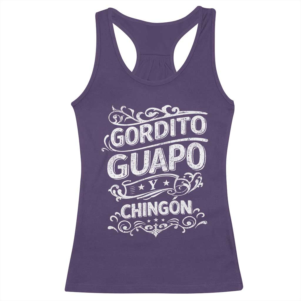 Gordito Guapo y Chingon Racerback Tank Top Funny Mexican Spanish Saying