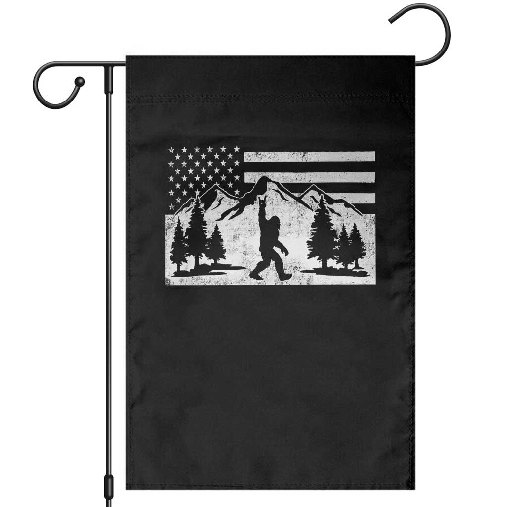Patriotic Bigfoot American Flag in Forest Garden Flag