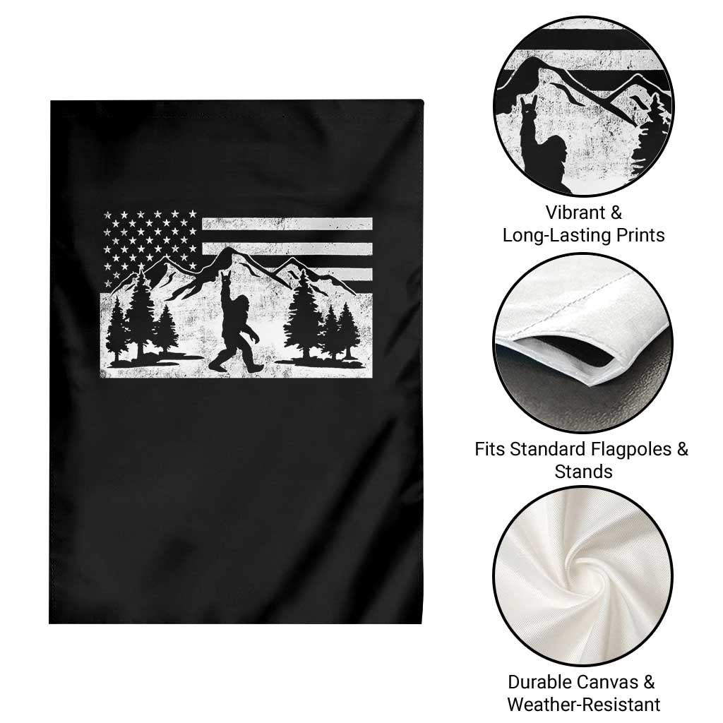 Patriotic Bigfoot American Flag in Forest Garden Flag