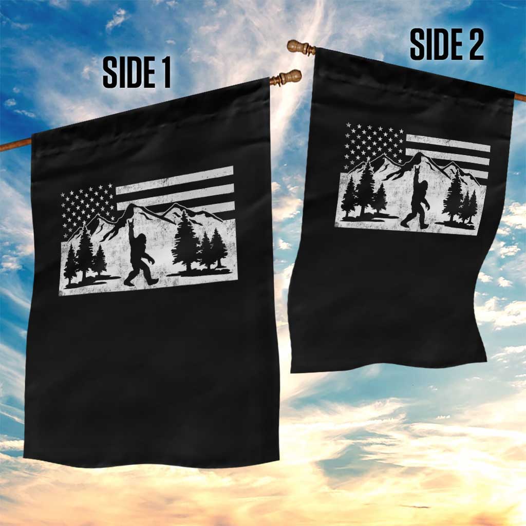 Patriotic Bigfoot American Flag in Forest Garden Flag