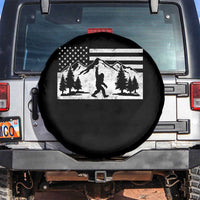 Patriotic Bigfoot American Flag in Forest Spare Tire Cover