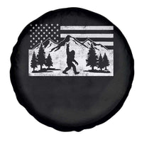 Patriotic Bigfoot American Flag in Forest Spare Tire Cover