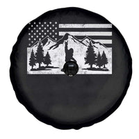 Patriotic Bigfoot American Flag in Forest Spare Tire Cover