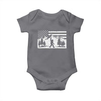 Patriotic Bigfoot American Flag in Forest Baby Onesie