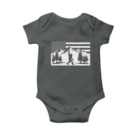 Patriotic Bigfoot American Flag in Forest Baby Onesie