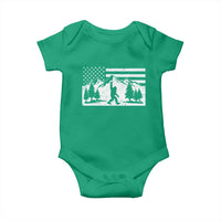 Patriotic Bigfoot American Flag in Forest Baby Onesie