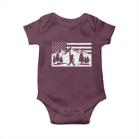 Patriotic Bigfoot American Flag in Forest Baby Onesie