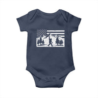 Patriotic Bigfoot American Flag in Forest Baby Onesie