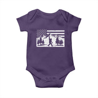 Patriotic Bigfoot American Flag in Forest Baby Onesie