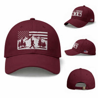 Patriotic Bigfoot American Flag in Forest Baseball Cap