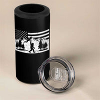 Patriotic Bigfoot American Flag in Forest 4 in 1 Can Cooler Tumbler